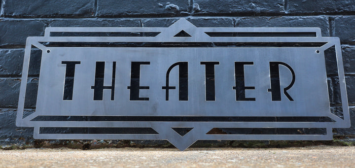 Metal Art Deco Theater Marquee Sign - Vintage Cinema Decor - Retro Home Theater Art - Movie Room Decor - Vintage Film Art - Free Shipping