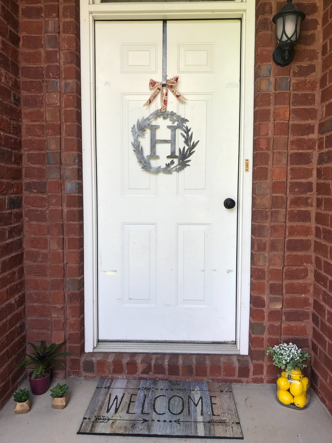Custom Metal Monogram Spring Wreath - Spring Wreath For Front Door