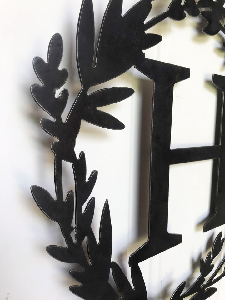 Custom Metal Monogram Spring Wreath - Spring Wreath For Front Door
