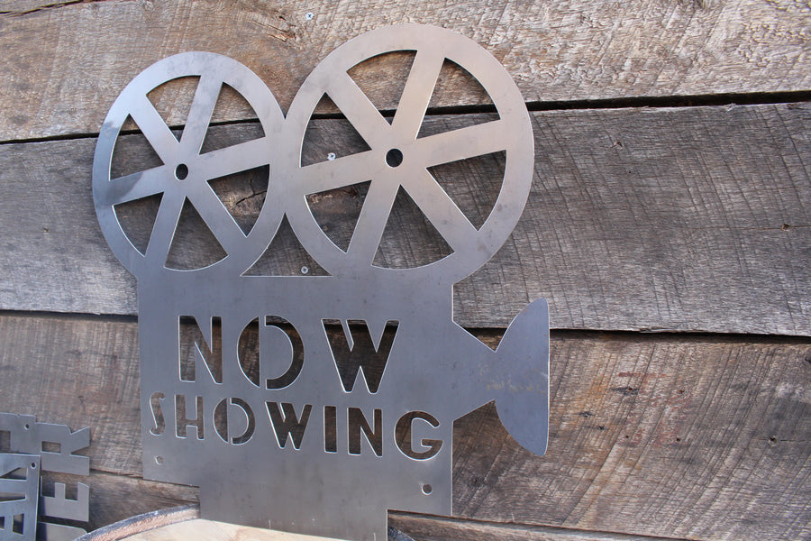 Vintage Metal Film Camera Sign - Now Showing