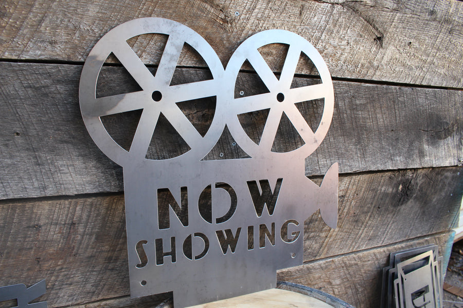Vintage Metal Film Camera Sign - Now Showing