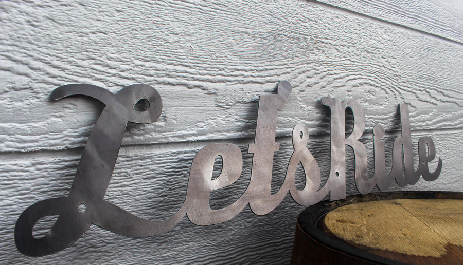 Let's Ride Metal Quote Sign - Motivational Workout Decor - Studio or Home Gym Decor - Peloton SoulCycle Inspiration Wall Art - Free Shipping