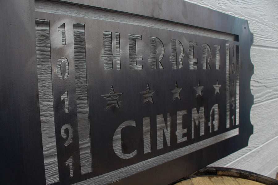 Personalized Movie Ticket Metal Sign - Custom Home Theater Sign - Family Name Movie Ticket Plaque - Movie Room Wall Decor