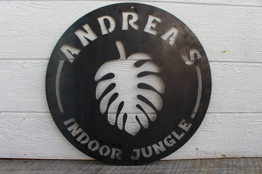 Custom Metal Indoor Jungle Sign - Personalized House Plant Decor - Custom Monstera Wall Art - Swiss Cheese Plant Home Decor