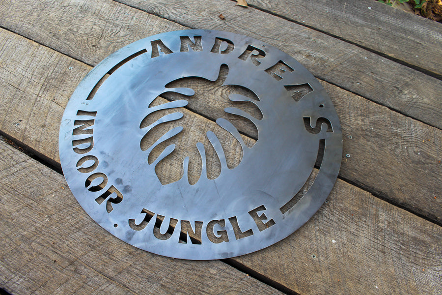 Custom Metal Indoor Jungle Sign - Personalized House Plant Decor - Custom Monstera Wall Art - Swiss Cheese Plant Home Decor