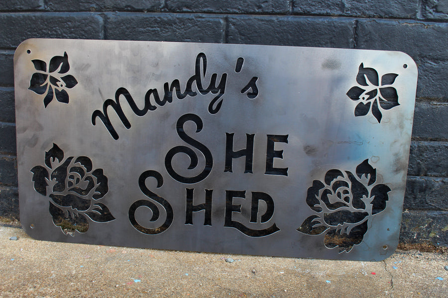 Custom Metal She Shed Sign - Personalized She Shed Decor - Custom Babe Cave Sign - She Shed Wall Art