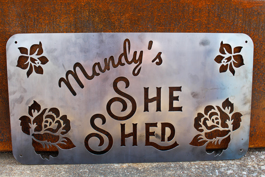 Custom Metal She Shed Sign - Personalized She Shed Decor - Custom Babe Cave Sign - She Shed Wall Art