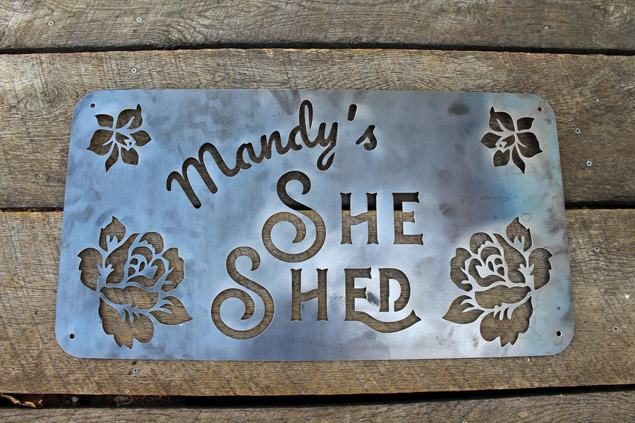 Custom Metal She Shed Sign - Personalized She Shed Decor - Custom Babe Cave Sign - She Shed Wall Art