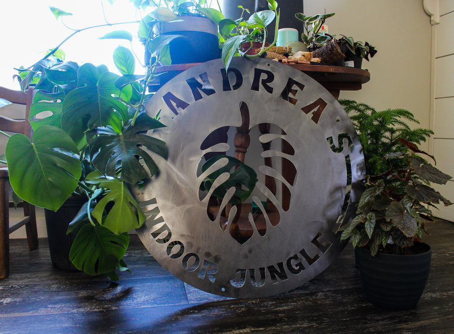 Custom Metal Indoor Jungle Sign - Personalized House Plant Decor - Custom Monstera Wall Art - Swiss Cheese Plant Home Decor