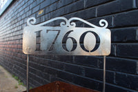 Thumbnail for Personalized Address Stake - Custom House Number - Metal Elegant Address Sign - Round Oval Address Marker - Planter Decoration