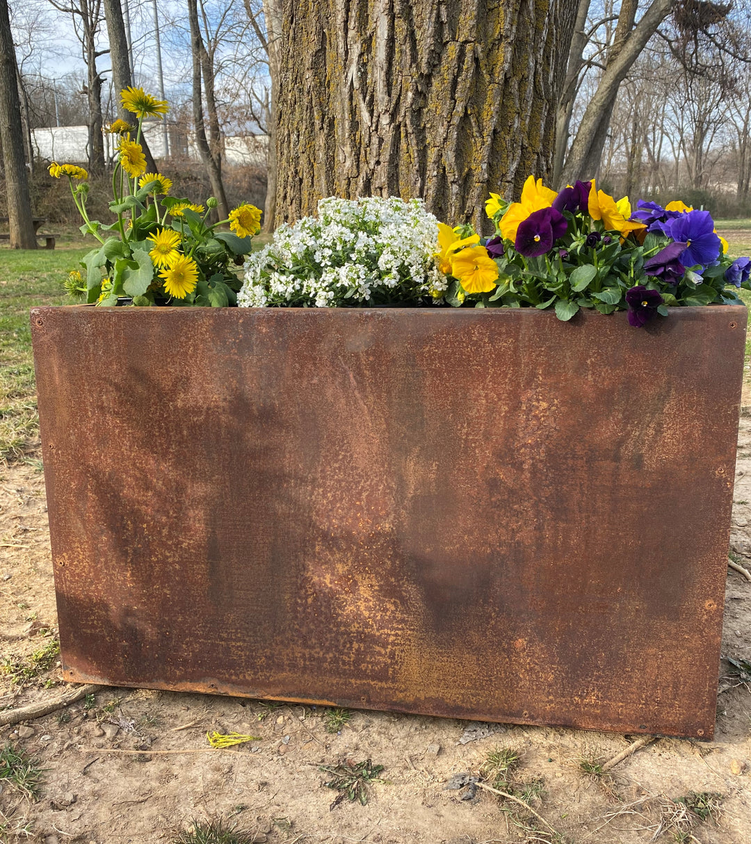 Metal Trough Planter 30" x 12" x 18" - Large Rectangular Planter - Perennial Planter Pot - Minimalist