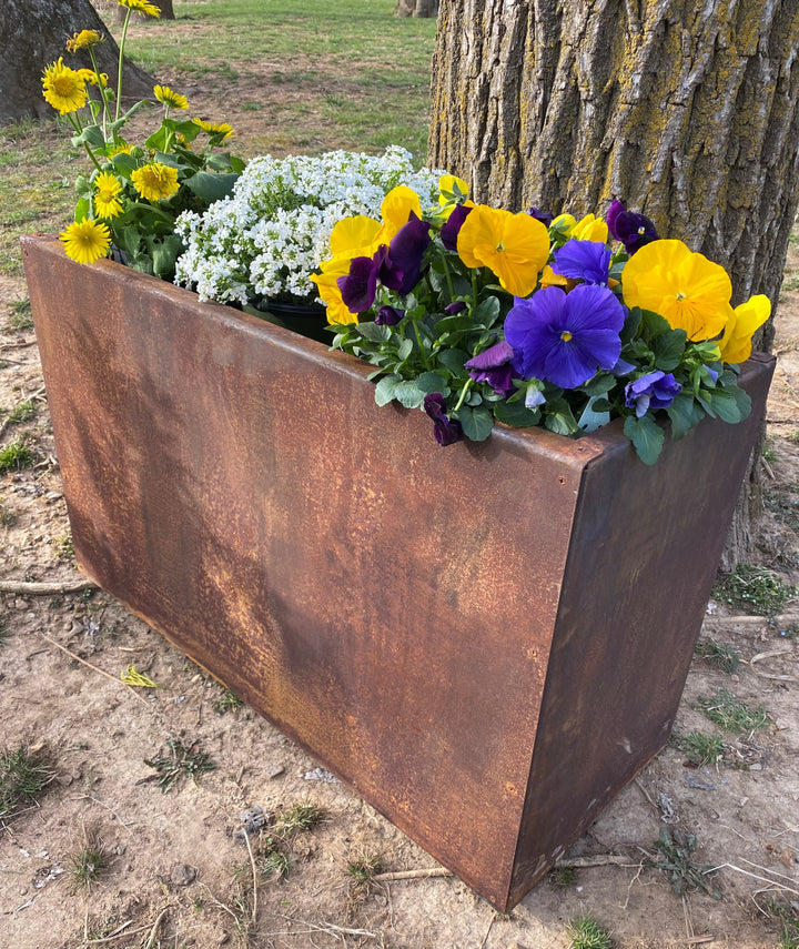 Metal Trough Planter 30" x 12" x 18" - Large Rectangular Planter - Perennial Planter Pot - Minimalist