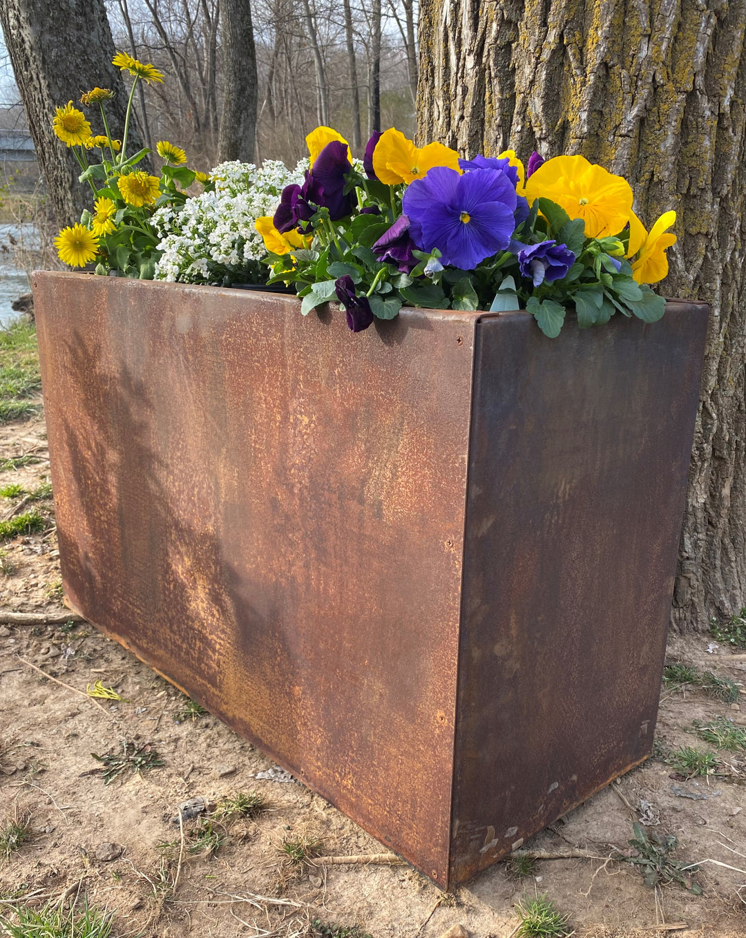 Metal Trough Planter 30" x 12" x 18" - Large Rectangular Planter - Perennial Planter Pot - Minimalist