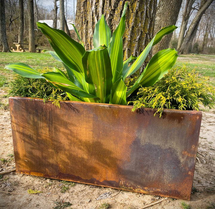 Heavy Duty Steel Trough Planter – Bolt Together Outdoor Metal Planter Box with Drain Holes – Multiple Finishes