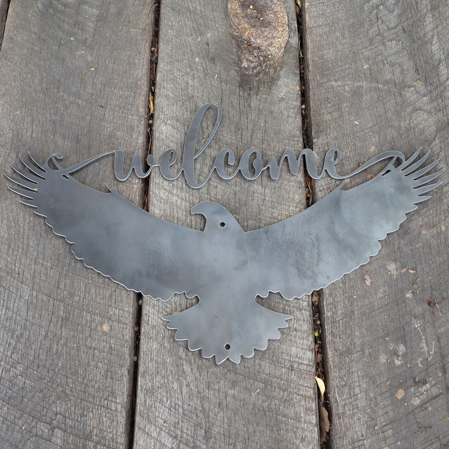 Patriotic Welcome Metal Sign - American Eagle Wall Art - Fourth of July Decor