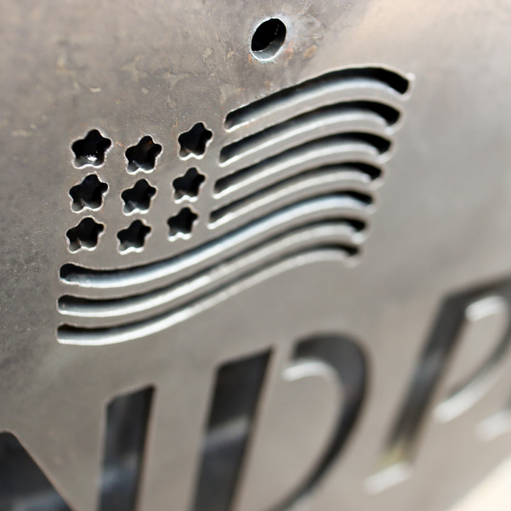 Grandpa's Shop - Personalized American Flag Metal Shop Sign