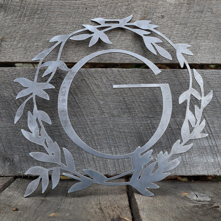 Custom Metal Monogram Retro Wreath