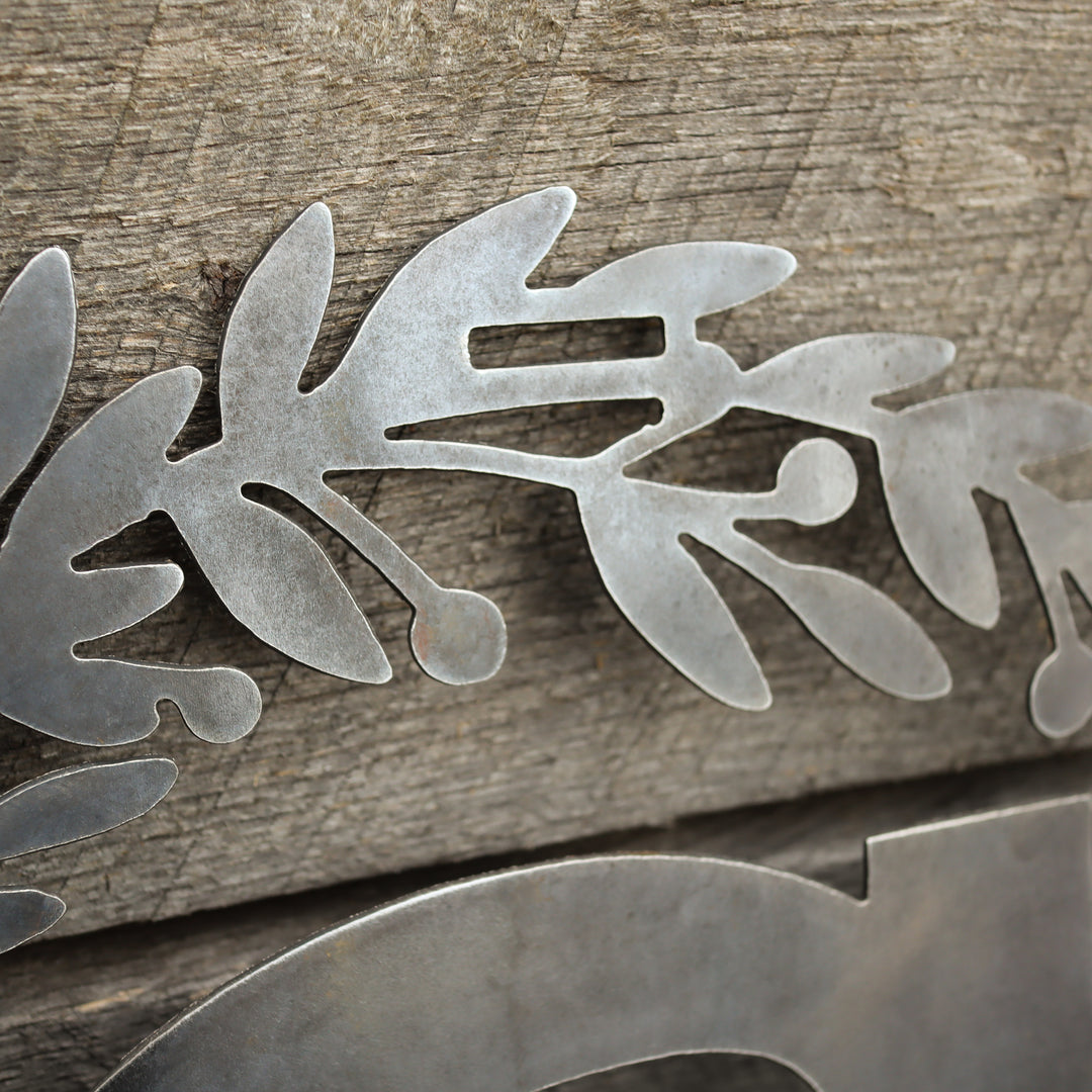 Custom Metal Monogram Holly Wreath