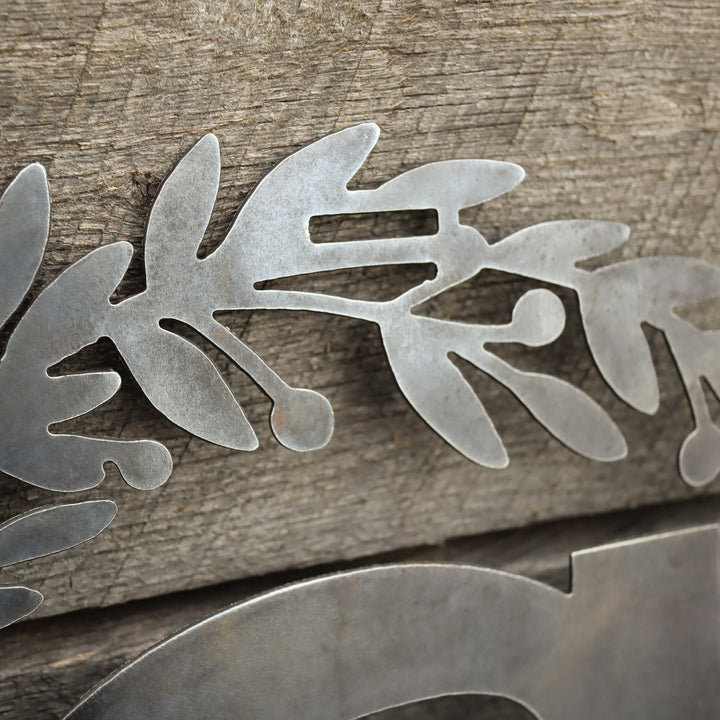 Custom Metal Monogram Holly Wreath