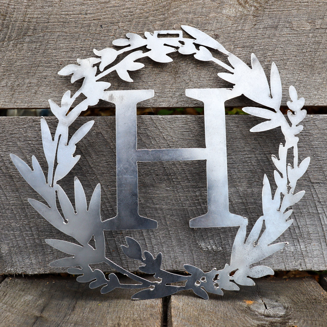 Custom Metal Monogram Spring Wreath - Spring Wreath For Front Door