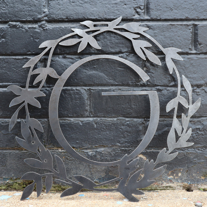 Custom Metal Monogram Retro Wreath