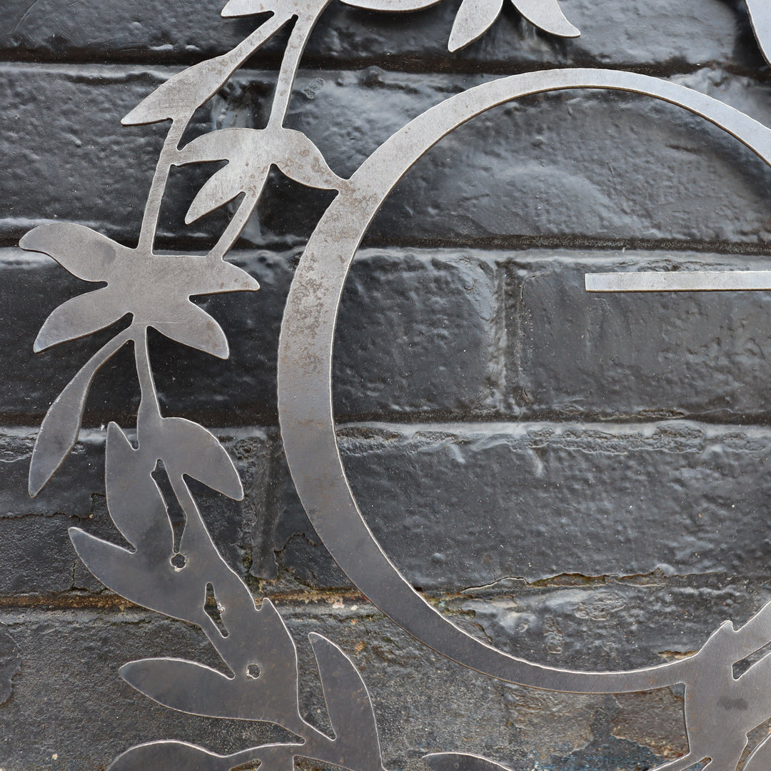 Custom Metal Monogram Retro Wreath