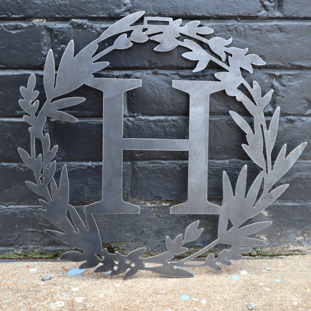 Custom Metal Monogram Spring Wreath - Spring Wreath For Front Door