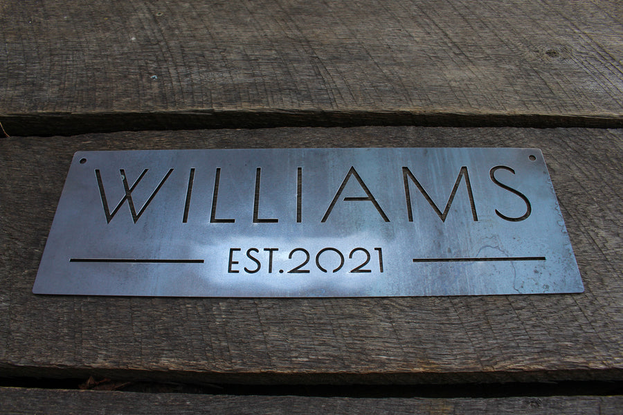 Custom Family Name and Date Sign - Modern Metal Home Decor - Elegant Metal Sign