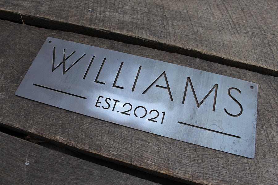 Custom Family Name and Date Sign - Modern Metal Home Decor - Elegant Metal Sign