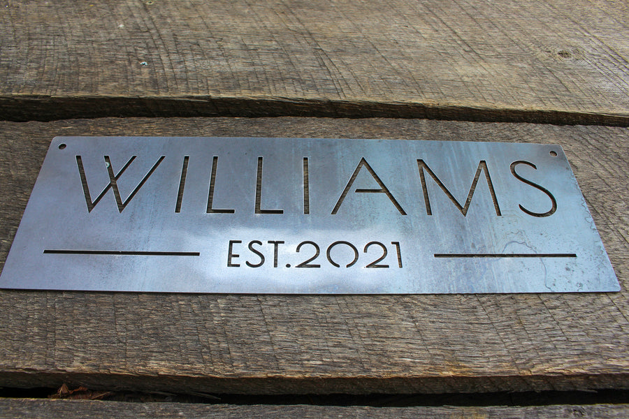 Custom Family Name and Date Sign - Modern Metal Home Decor - Elegant Metal Sign