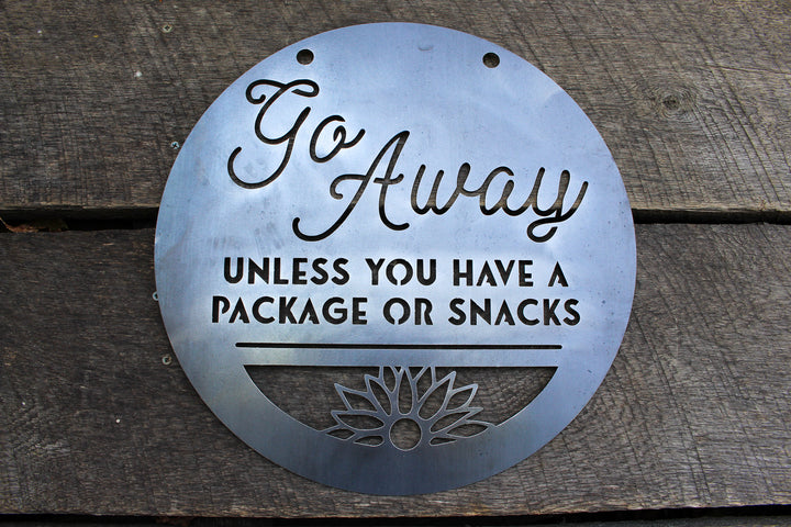 Go Away Porch Sign - Front Door Hanger - Metal Door Sign
