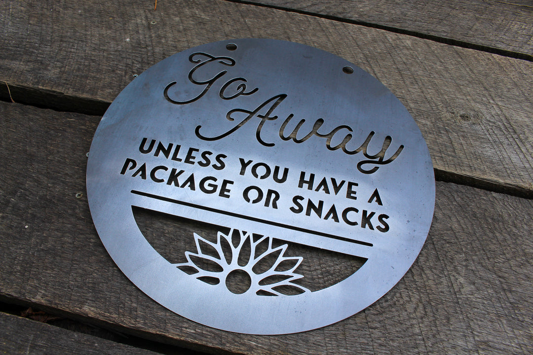 Go Away Porch Sign - Front Door Hanger - Metal Door Sign