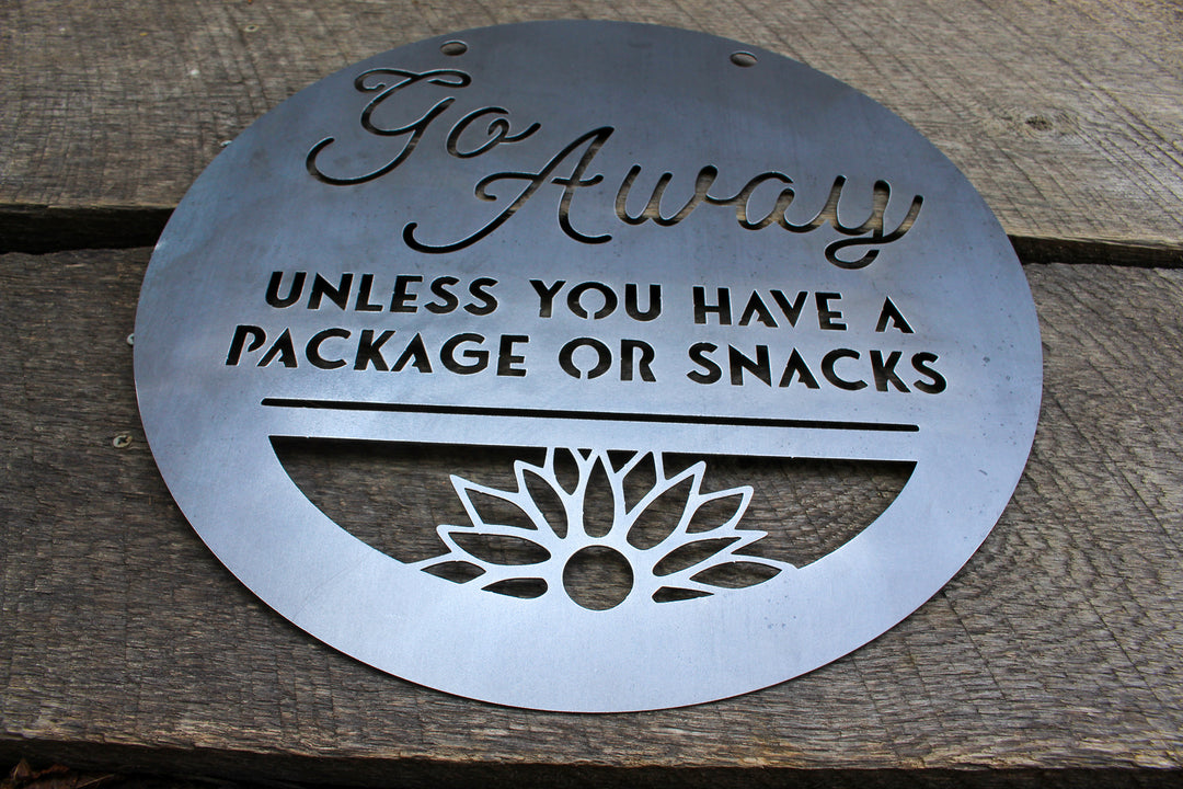 Go Away Porch Sign - Front Door Hanger - Metal Door Sign
