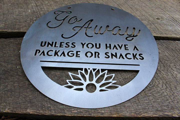 Go Away Porch Sign - Front Door Hanger - Metal Door Sign