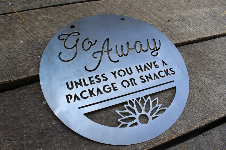 Go Away Porch Sign - Front Door Hanger - Metal Door Sign