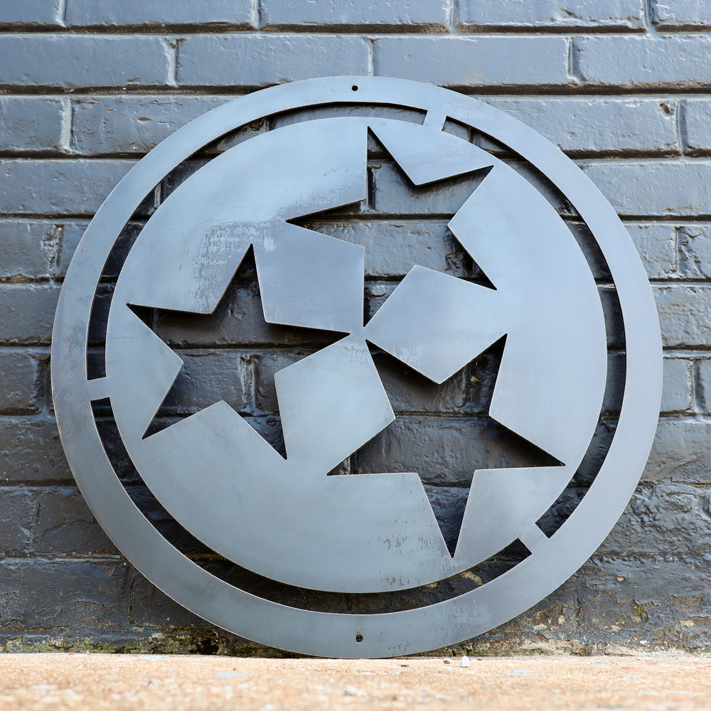 Rustic Tennessee state flag star design in steel
