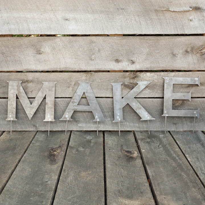 Raw Metal Letters Lawn Decor Modern Font with Garden Stakes