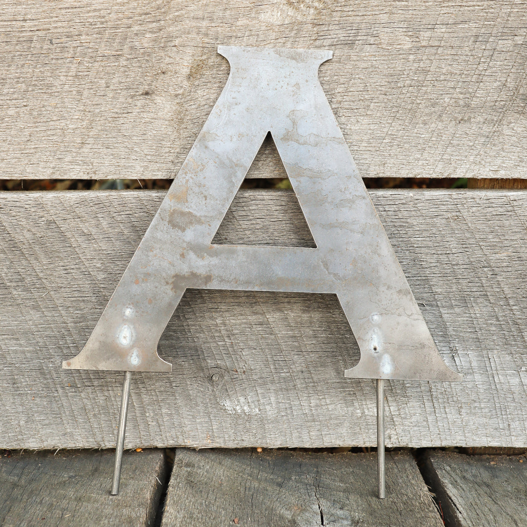 Raw Metal Letters Lawn Decor Modern Font with Garden Stakes