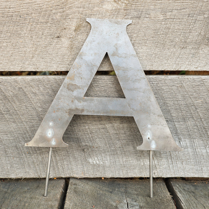 Raw Metal Letters Lawn Decor Modern Font with Garden Stakes