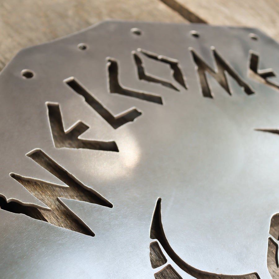 Welcome Viking Shield - Nordic Metal Front Door Sign - Norse Wedding, Kids Room, Man Cave Decor