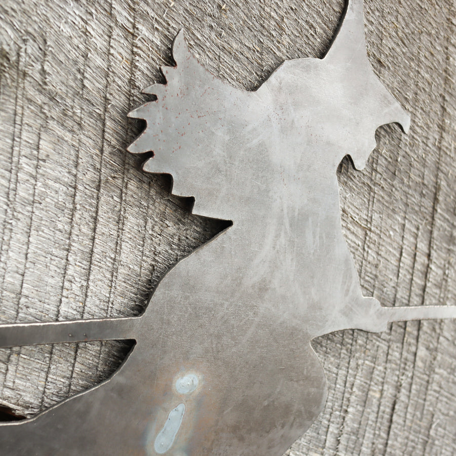 Metal Witch Garden Stake - Halloween Steel Lawn Decor - Fall Yard Art Marker