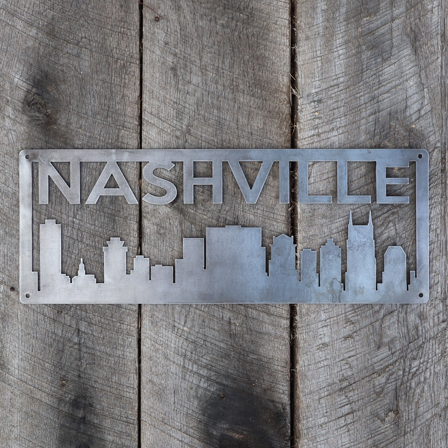 Personalized Metal Nashville Skyline Sign - Nashville, Tennessee Wall Art - Music City Skyline Personalized Home Decor