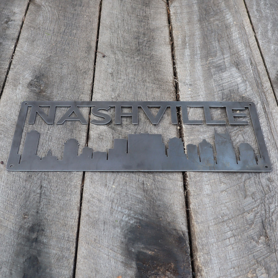 Personalized Metal Nashville Skyline Sign - Nashville, Tennessee Wall Art - Music City Skyline Personalized Home Decor