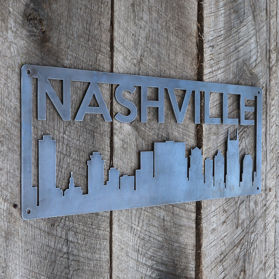 Personalized Metal Nashville Skyline Sign - Nashville, Tennessee Wall Art - Music City Skyline Personalized Home Decor