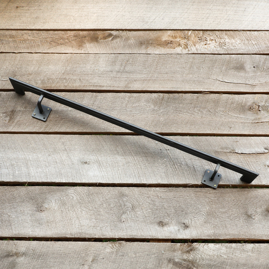 Metal Handrail with Square Returns - ADA Compliant Return Wall Mount Grab Rail - Victorian Stair Rail