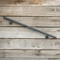 Thumbnail for Custom Length Skinny Round Metal Handrail with Square Returns - ADA Compliant Return Wall Mount Grab Rail - Modern Stair Rail