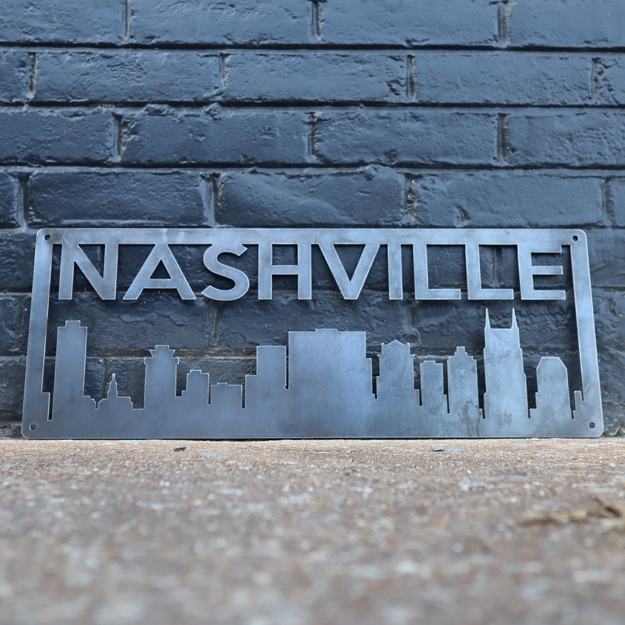 Personalized Metal Nashville Skyline Sign - Nashville, Tennessee Wall Art - Music City Skyline Personalized Home Decor