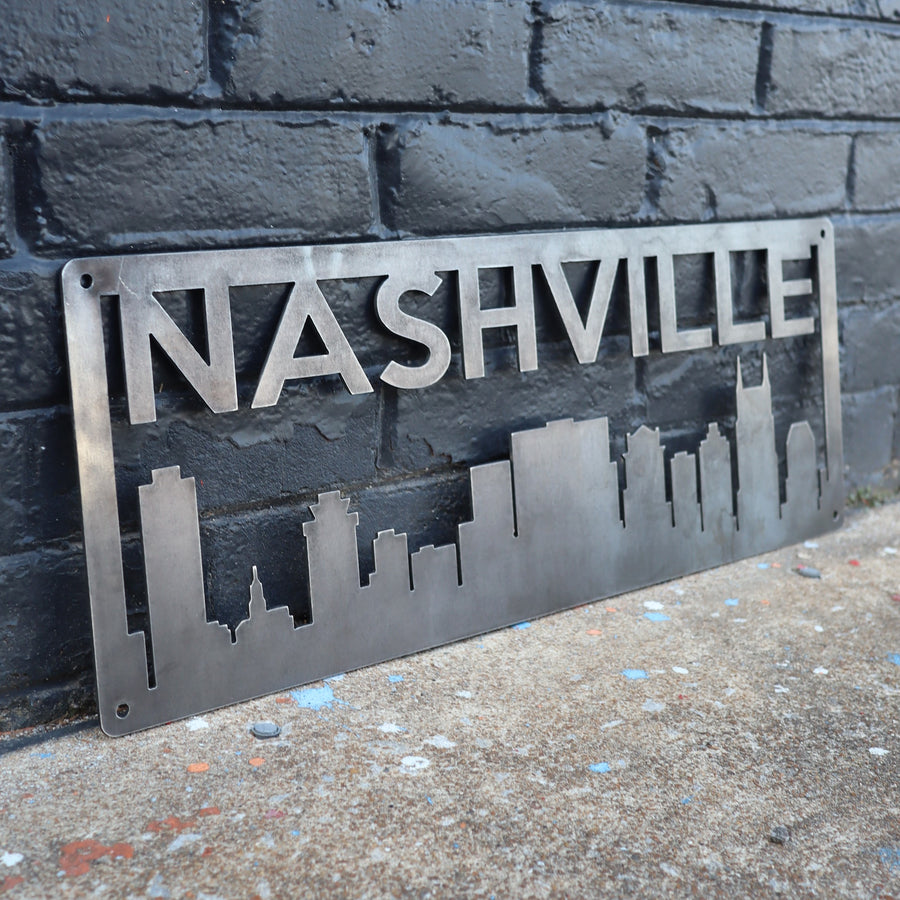 Personalized Metal Nashville Skyline Sign - Nashville, Tennessee Wall Art - Music City Skyline Personalized Home Decor