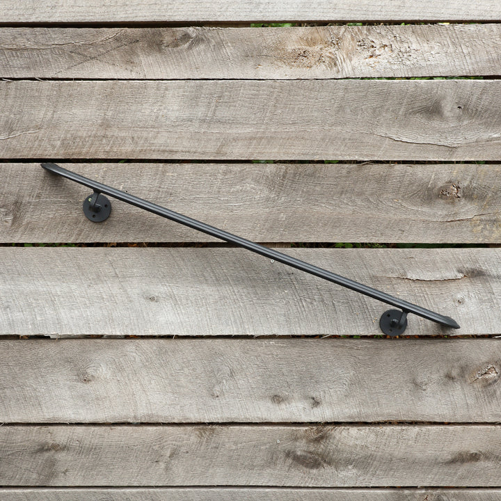 Custom Length Metal Handrail with Curved Returns - ADA Compliant Return Wall Mount Grab Rail - Victorian Stair Rail