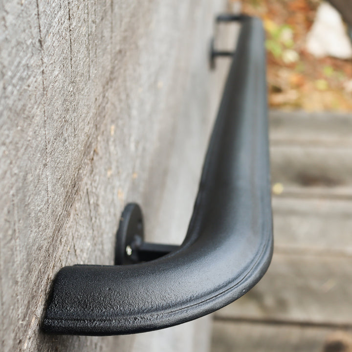 Custom Length Metal Handrail with Curved Returns - ADA Compliant Return Wall Mount Grab Rail - Victorian Stair Rail